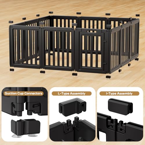 Image of Dog Playpen Indoor,Puppy Playpen,Black 23.6 inch H, 12 Panels | Dog Play Pen Indoors with Open View, Tool-Free Setup, Multi-Shape Setup, Dog Pen for Dogs, Cats & Puppies