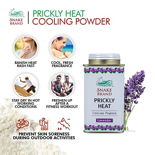 Image of Snake Brand Prickly Heat Cooling Talcum Powder For Heat & Rash Treatment (French Lavender, 50gm(Pack of 4))