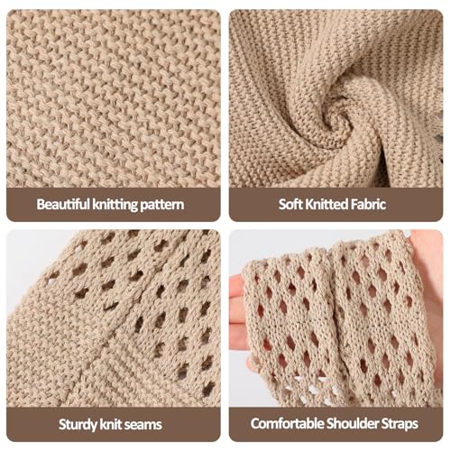 Image of Premillow Crochet Beach Tote Bags, Stylish Mesh Beach Bags Shoulder Bag for Women, Cute Summer Vacation Boho Tote Bag