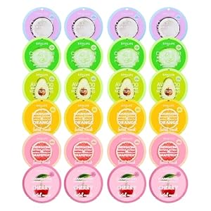 SpaLife Beauty Fruit Facial Sheet Masks 24 Pack – Face Masks Skincare Set – Hydrating Face Masks – 6 Natural Fruit Extract Formulas – Orange, Grapefruit, Coconut, Cherry, Avodcado, Cucumber