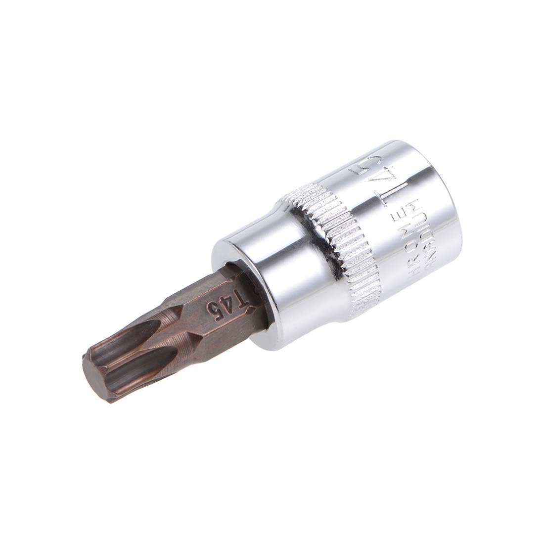 TOP-VIGOR Torx Bit Socket, 3/8" Drive x T45 CR-V Key Socket, Premium S2 Steel Bits, Torx Bit with 48mm Length for Torque Wrench, Ratchet Wrench, Impact Power Drills, Slide Bar