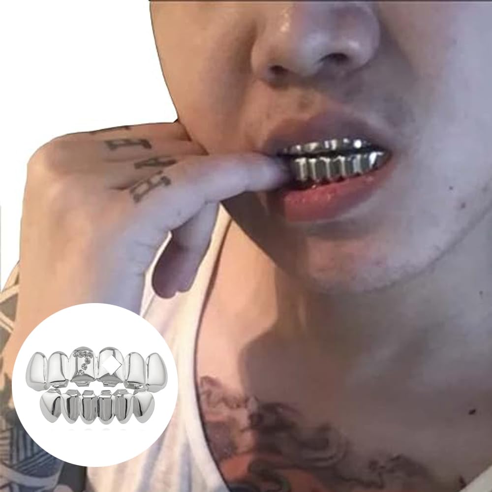 SSyang Hip Hop Teeth, 18K Grills for Mouth Braces Decoration with 2 Silicone Moldings Hip Hop Teeth - Image 4