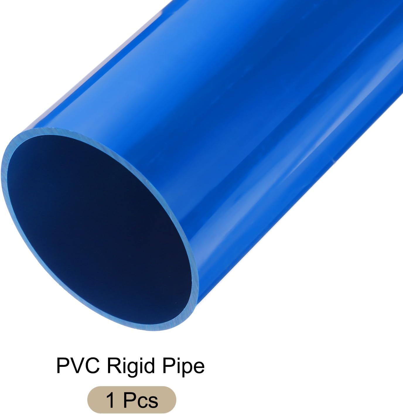 4" x 4-5/16" PVC Pipe 14" Plastic Rigid Tubing Round High Impact Drain Pipe, [for Greenhouse Garden Home HVAC Plumbing] - 101.6mm x 110mm / Blue
