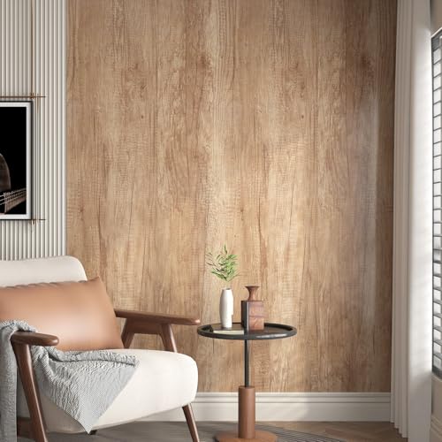 ReWallpaper 60CMx5M Papier Peint Autocollant Bois Clair Film Autocollant Meuble Chene Rouleau Adhésif Décoratif Bois pour Table Épais Papier Peint Adhesif...