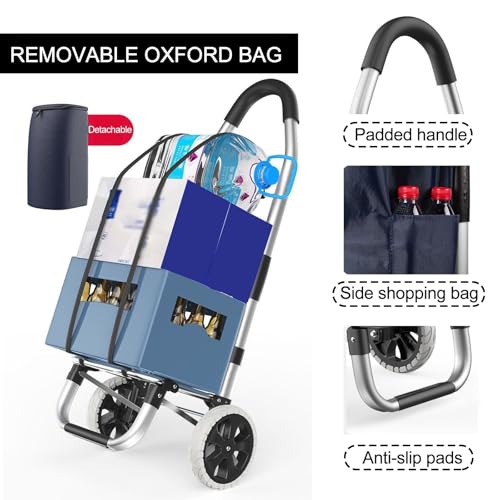 Tragbarer Einkaufswagen mit Rädern Multifunktionaler Trolley mit großer abnehmbarer Oxford-Stofftasche für Camping Reisen Wäsche - Perfekt für Lebensmitteleinkauf (Rot) – Bild 4