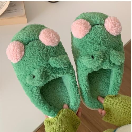 Bridge Cutters Women's & Men's Frog Slippers - Fluffy Cartoon Animal Slippers with Thick Bottoms for Indoor Use4