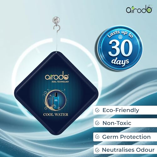 Image of Airodo Cool Water Luxury Gel Air Freshener with Dual Technology For Living Room, Office, Car, Bathroom | Lasts up to 30 days | Easy to Use, Non-Spill & Long-Lasting | 10g (Pack of 4)