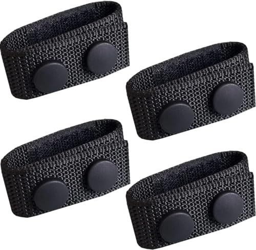 4 Pcs Nylon Duty Belt Keepers - Double Snaps for 2 Wide Police Duty Belt Black