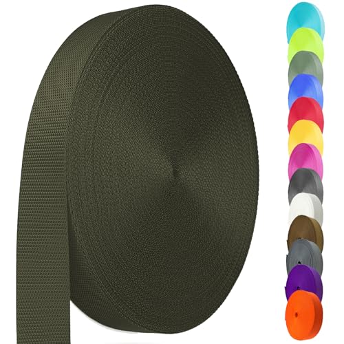 Image of Nylon Webbing 1.5 Inch, Heavy Duty Nylon Webbing Strap 12 Yard,Durable Nylon Strapping for Indoor or Outdoor Gear, DIY Crafting, Repairing, (ArmyGreen, 12 Yard)
