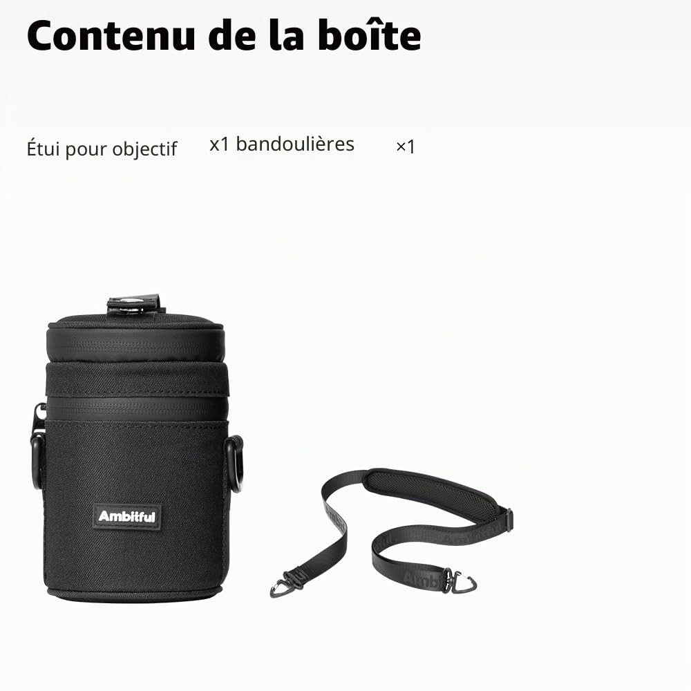 AMBITFUL Thick Camera Lens Pouch Case, Water/Dust/Shock Protection Lens Pouch for DSLR Camera Lens Compatible for Sony, Nikon, Canon,Fujifilm,Tamron Fits Lenses Below