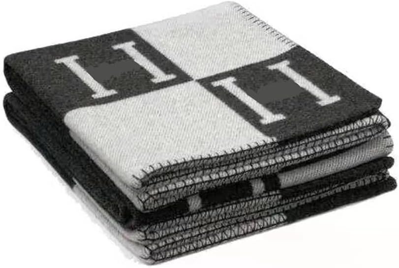 H Pattern Blanket: Soft, Warm, Portable Blanket, Sofa Blanket, Home Decoration, Leisure and Daily use 50 * 70inch (Black)