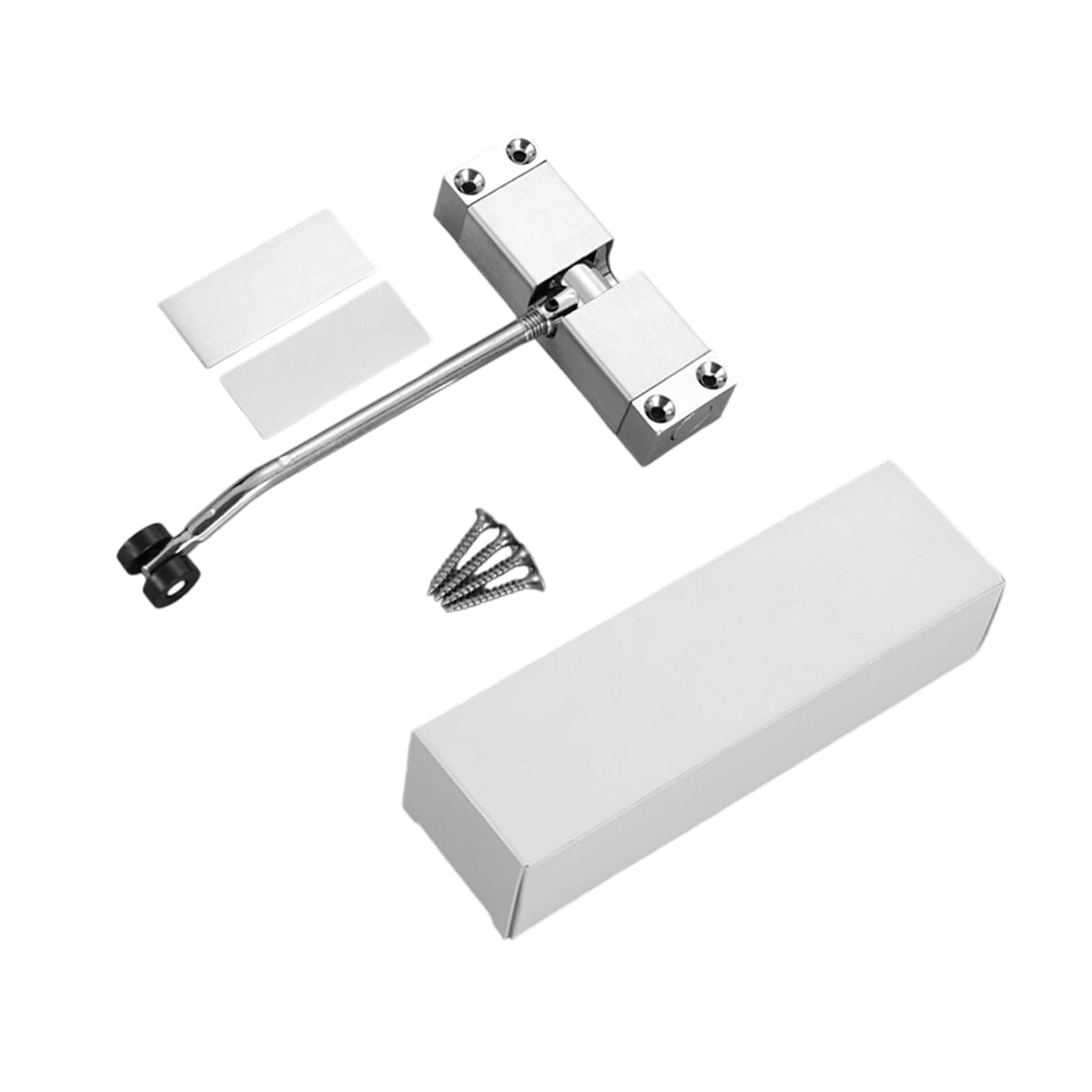 Shyyoulqe Silver Quick-Install Automatic Door Quiet Aluminum Mechanism For Bedroom Bathroom Kitchen Simple Mounting Auto Closing Door Hinge Home Automatic Easyly Install