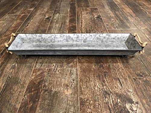 Tray-Metal-large-with-2-Jute-Rope-Handles-Farmhouse-Rustic-Tin-Box-forTable-Centerpiece-Candles-Mason-Jars-Kitchen-Living-Room-Decor-Distressed-fits-up-to-7-pint-size-jars-23-x-6 Tray Metal large with 2 Jute Rope Handles Farmhouse Rustic Tin Box forTable Centerpiece Candles Mason Jars Kitchen Living Room Decor Distressed fits up to 7 pint size jars 23 x 6