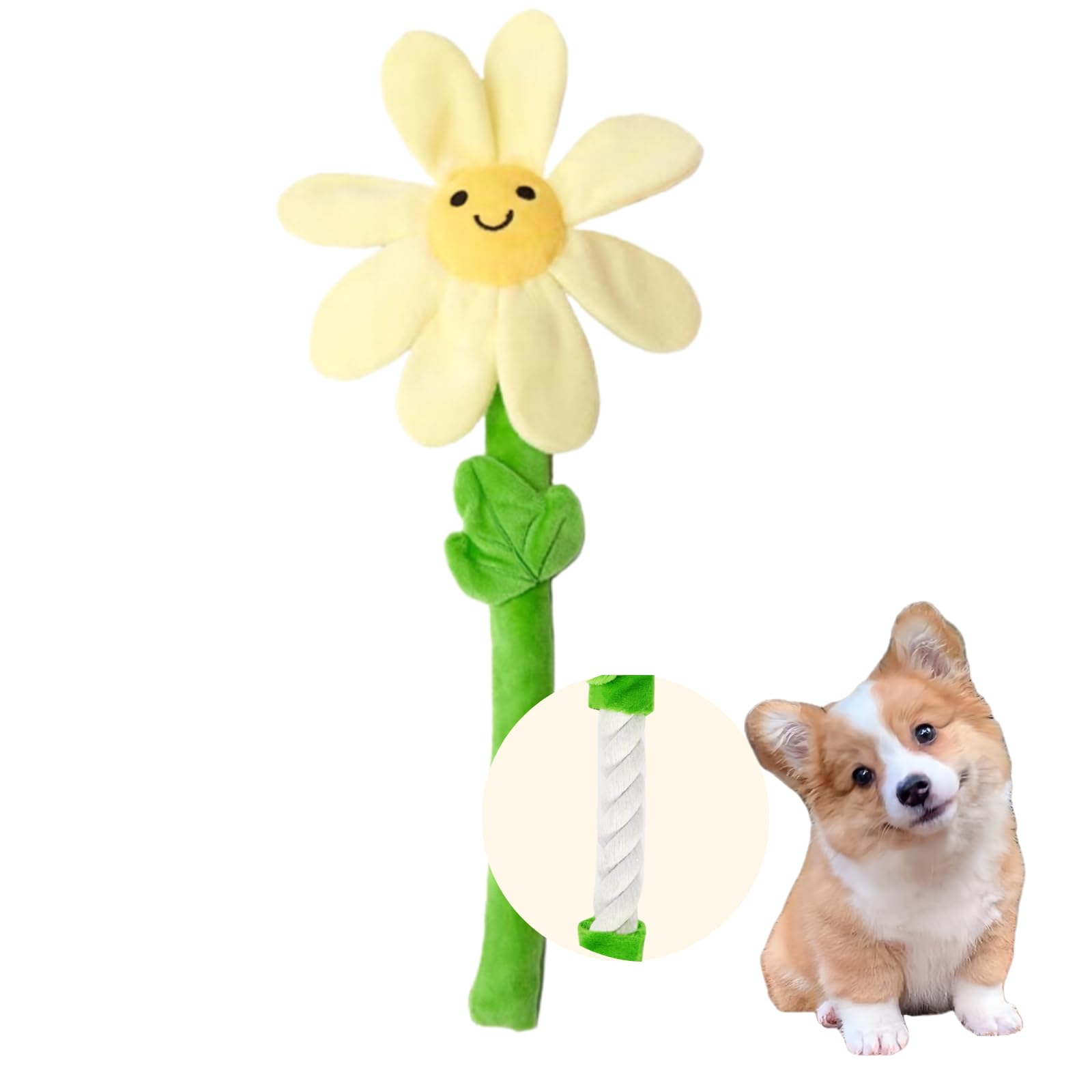 Interactive Dog Plush Toys, Crinkle Flower Dog Rope Toy, Puppy Chew Toys for Teething, Cute Dog Gift for Small and Medium Dogs