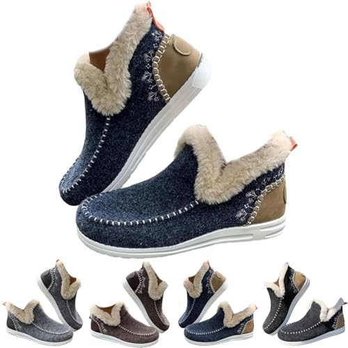 Womens Winter Soft Plush Slip-on Sneakers for Cozy Feet, Warm Cozy Micro Suede Slipper Boots, Non Slip Orthopedic Winter Slippers