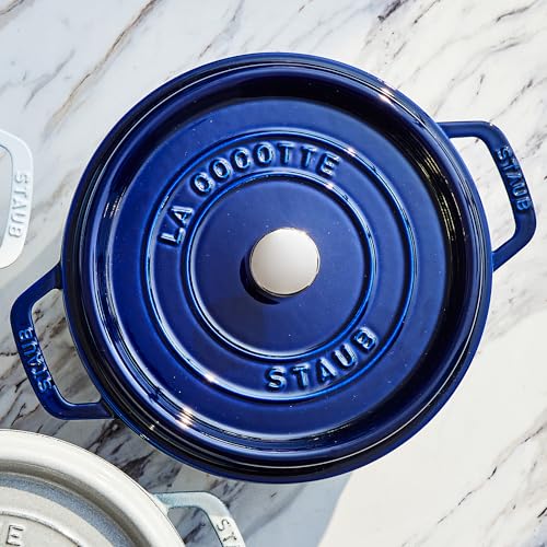 Image of Staub Cast Iron 4-qt Round Cocotte - Dark Blue, Made in France