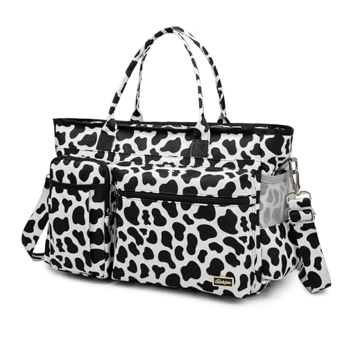 Rabjen Bolsa de enfermeira para trabalho com capa acolchoada para laptop de 15,6 polegadas, bolsa de ombro para suprimentos médicos para cuidados de saúde em casa, 1003-vaca, Large