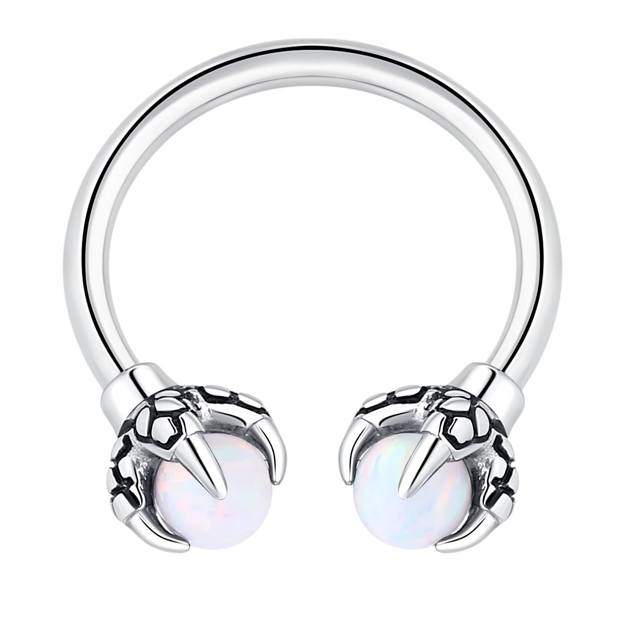 ORANGELOVE 316L Surgical Steel Dragon Claw Septum Ring Amethyst/Opal Hoop Nose Ring Piercing Septum Jewelry Ear Cartilage Daith Conch Helix Earring