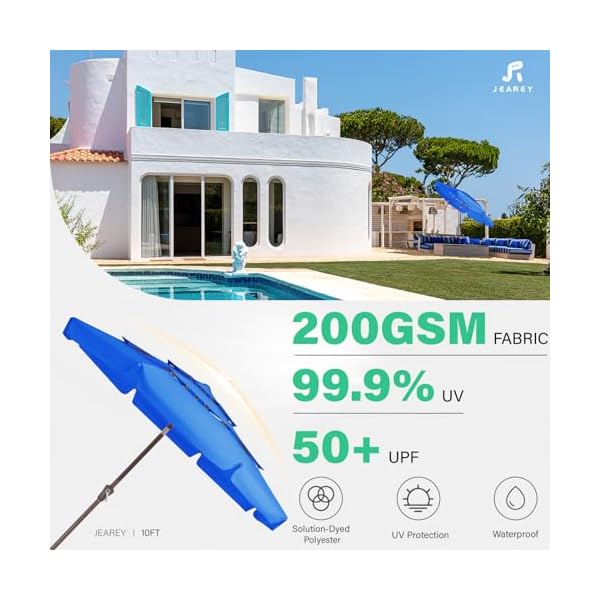Jearey 3 tiers 10 ft patio umbrellas outdoor large market umbrella with tilt push button crank 8 sturdy ribs uv protection waterproofroyal blue  urban country home decor