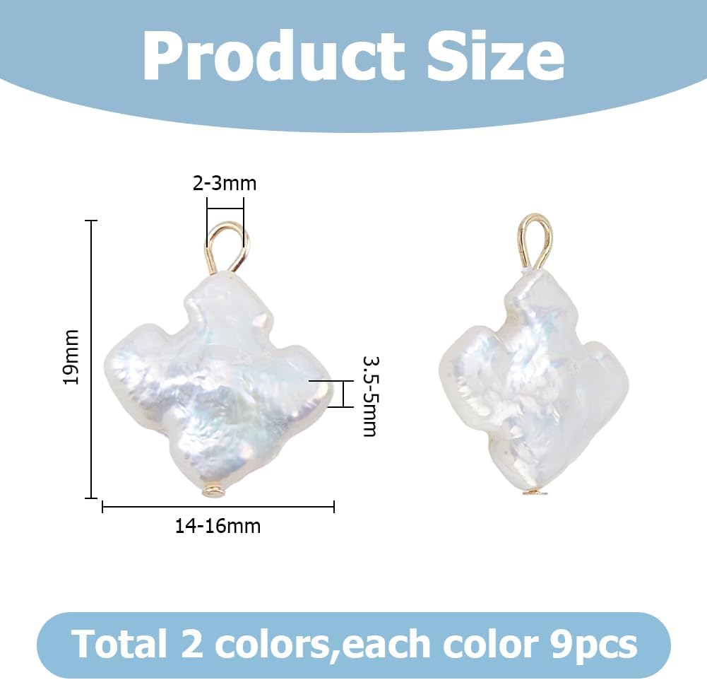 18Pcs Cultured Freshwater Pearls Charm 2 Colors Irregular Cross Pearl Charms Natural Pearl Pendants with Loops for Necklace Earrings Bracelets Jewelry Making DIY Crafts - Image 2