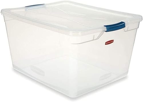 Rubbermaid Clever Store - Contenedor de almacenamiento con pestillo, transparente, 71 cuartos de galón (FG3Q3200CLMCB)