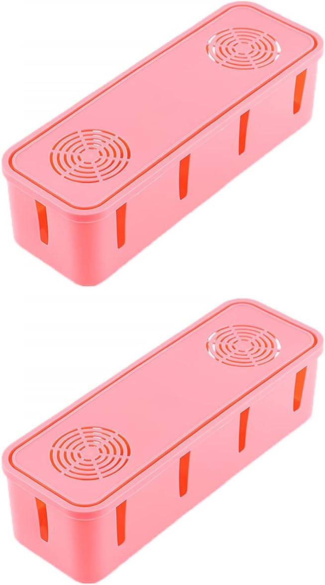 2PCS Cable Management Boxes Organizer, Cable Organizer For Hide And Conceal Power Strips And Electrical Cords, Cable Overload Protection Switch For Home Office (Pink)
