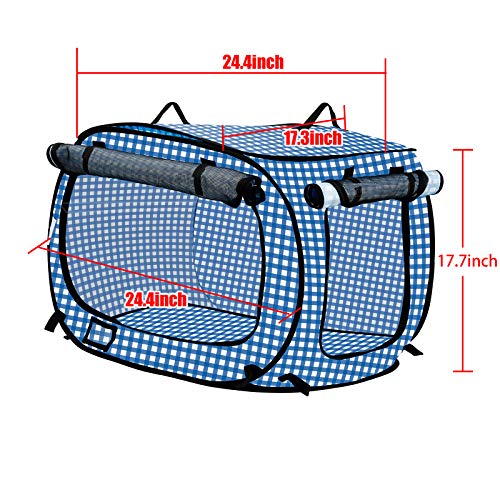 confote Indoor Outdoor Crate Pets, Collapsible Portable Cat Cage Kennel Large Blue 24\"x16\"x15\" Portable Kennel Carrier and Feeding Kit Collection - Thumbnail 7