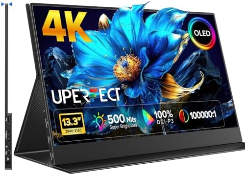 UPERFECT OLED Portable Monitor 4K 3840x2160, 13.3" Small Monitor ...