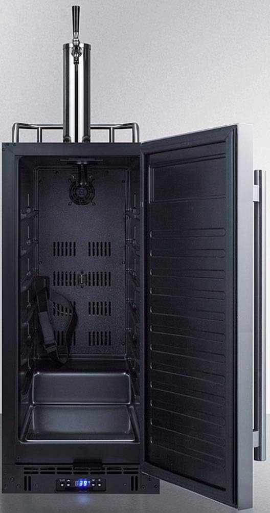 Summit Appliance SBC15WK Built-in 15" Wide Commercially Listed Wine Kegerator with Auto Defrost, Digital Thermostat, Stainless Steel Door, Pro Style Handle, Front Lock, Sealed Back and Black Cabinet