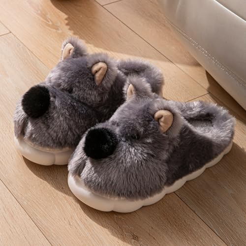 Dog Plush Animal Slippers Warm Soft Indoor Anti-Slip Home Winter Cotton Slippers2