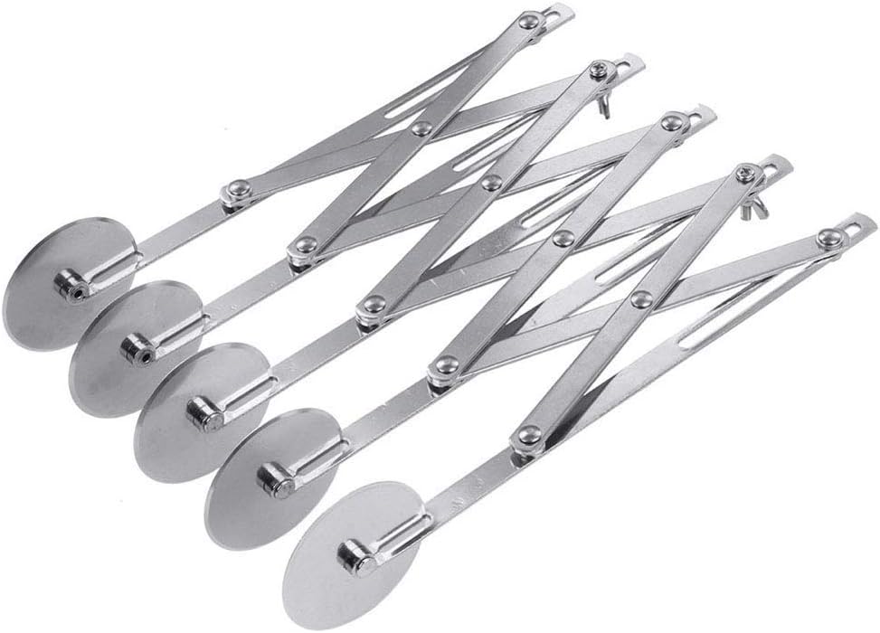 Frantic RAY 5 Wheel Pastry Cutter Stainless Steel Expandable Pizza Slicer Multi-Round Pastry Knife Baking Cutter Roller Cookie Dough Cutter Divider