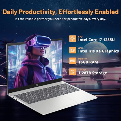 Image of HP 15.6'' FHD IPS Touchscreen Laptop, Intel i7-1255U, 16GB DDR4 RAM, 1TB SSD, Intel Iris Xe Graphics, Wi-Fi 6E, Number Pad, Windows 11 Pro, Silver