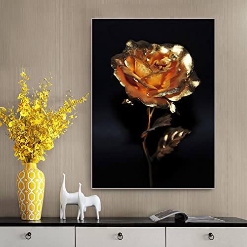 Affiche de fleurs rose dorée 50x70cm sur toile élégante pour décoration de salon sans cadre