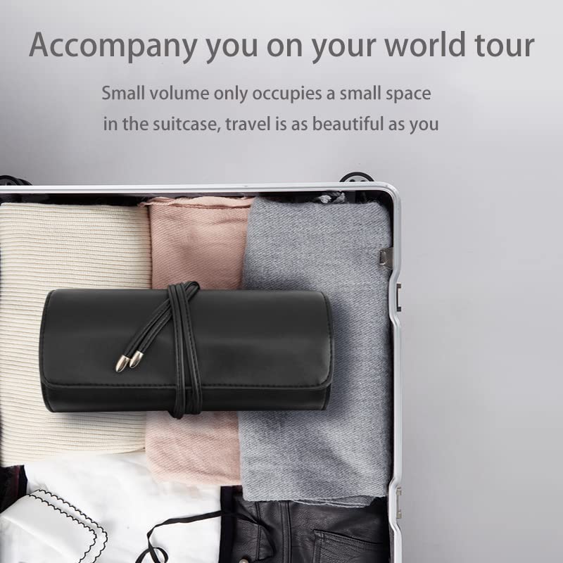 REQO Makeup Brush Organizer with Lid,Makeup Brush Holder Case Dustproof Black,Make Up Brush Bag Pouch with Cover Trave - Image 3
