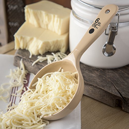 Image of Carlisle FoodService Products Measure Miser Plastic Measuring Spoon with Short Handle, 6 Ounces, Beige