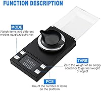 Vista 3 de Báscula miligramos de 1.76 oz/0.00 oz, báscula de precisión de gramo de mini quilates para medicina en polvo, joyas, gemas, recarga, laboratorio