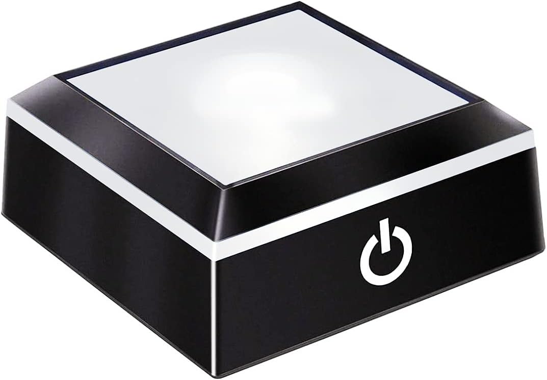EUSTUMA LED Light Base Non-Slip Square Display Stand In A Variety of Colors,Suitable for Glass Crystal Spherical Artwork (Flat Top Surface)
