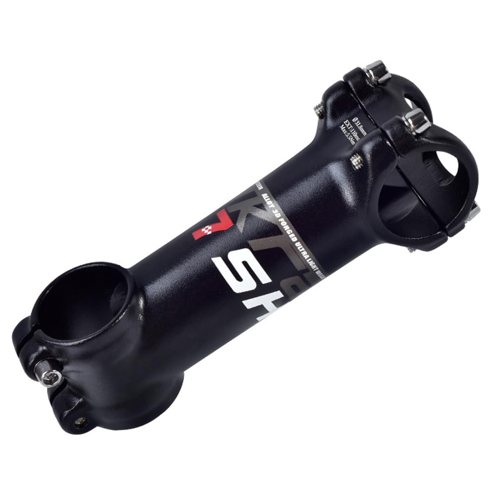 QYQAY 31.8mm MTB Stem ±7 Degree 35/45/55/60/70/80/90/100/110mm Bike Handlebar Stem Lightweight Aluminum Bicycle Riser for Mountain Bike Road Bike BMX Track Bike (Black Red Logo,110mm)