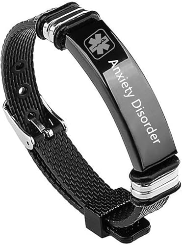 ZKXXJ Pulseras de alerta médica para hombres y mujeres, pulsera ajustable de acero inoxidable para identificación de emergencia, pulsera de