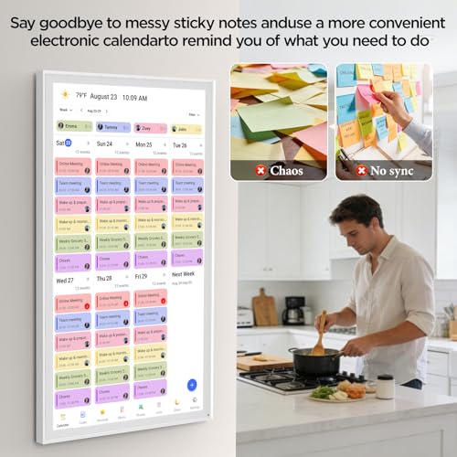 Image of LOOFII 27 Inch Smart Digital Calendar - 1920x1080 Full HD Touchscreen Calendar & Family Planner with Chore Chart & Meal Planner, Wall-Mountable