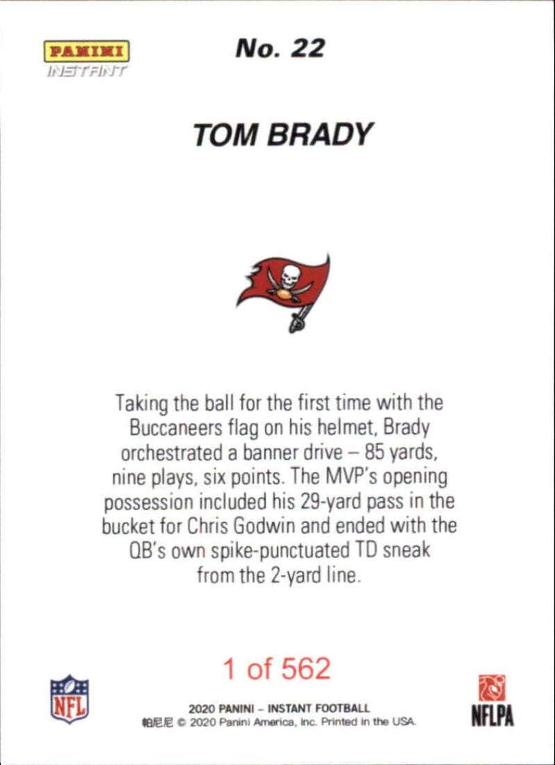 2020 Panini Instant Football #22 Tom Brady Tampa Bay Buccaneers Makes Buccaneers Debut 9.13.20 Print Run 562