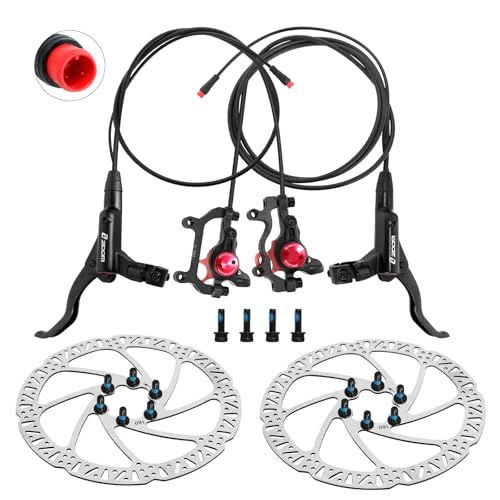Z00M HB875E Ebike Hydraulic Disc Brake Set Electric Power-Off Hydraulic Brake Set with 180mm Rotors Pre-Bled with Mineral Oil Brakes Kit for eBike Mountain Bike Road Bike