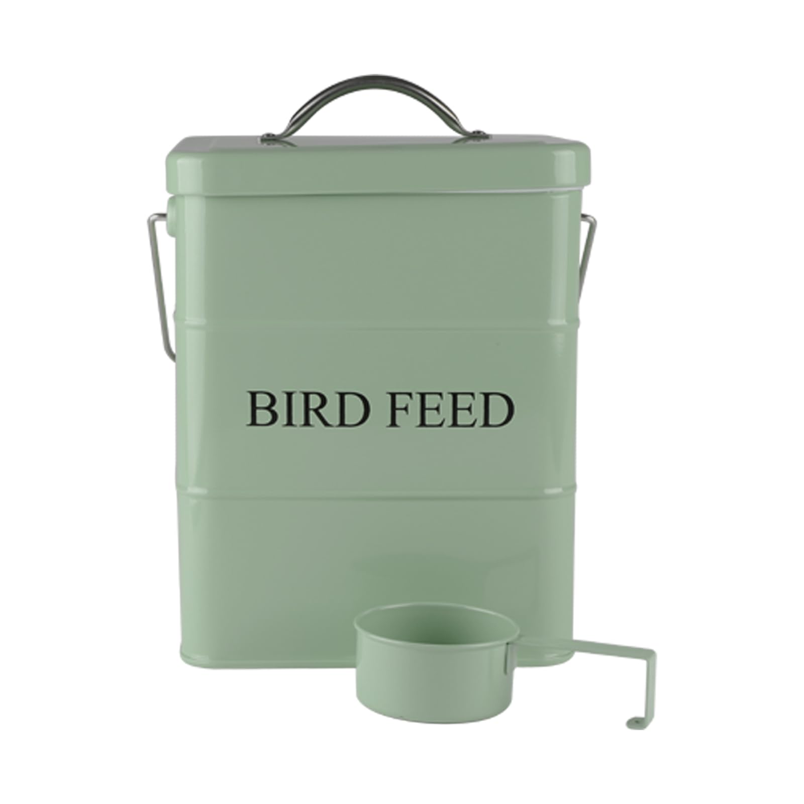 Morezi Bird seed and feed storage tin with lid Included Green-coated Metal Tight Fitting Lids - storage canister tins