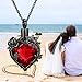 shajwo Cremation Jewelry Rose Flower Heart Urn Necklaces for Ashes for Women Memorial Human Ashes Pendant,Black Red