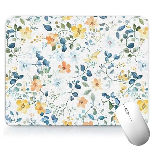 Leather Flower Desk Pad, Colorful Art Mouse Pad Computer Keyboard Gaming Mousepad Waterproof Desktop Protector & Cover, Decorative PU Leather Laptop Mouse Mat Office Decor 7.87 x 9.84 inch B25