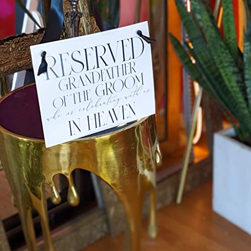 Ritzy Rose Wedding Memorial Sign - Reserved for Grandfather of the Groom Celebrating with Us in Heaven - For Ceremony -11x8.5 in Banner Tailored with Your Preferred Paper, Ribbon and Font Color