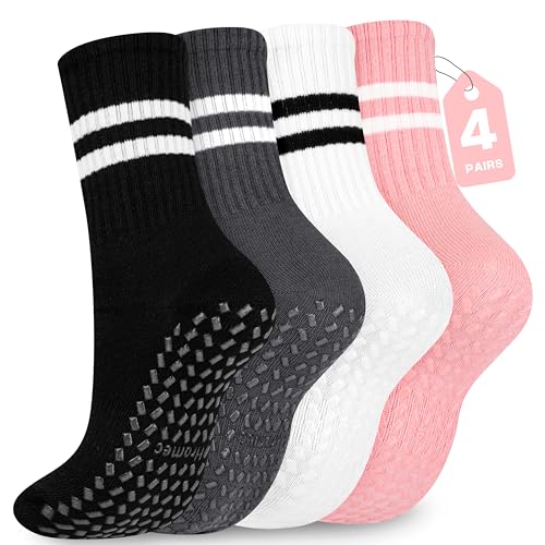 Image of Pilates Socks with Grips for Yoga, Barefoot, Ballet, Barre, Hospital Non Slip Anti Skid Socks for Women and Men