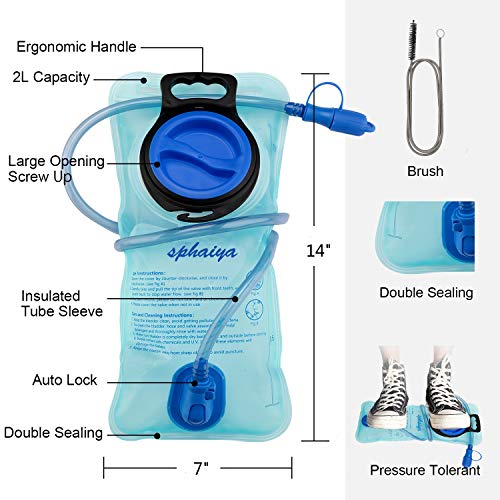 Trinkblase, 2 Stück + 1 Stück saubere, flexible Bürste, 2 Liter, auslaufsichere Wasserspeicherbeutel, militärischer Trinkrucksack, Ersatz für Wandern, Radfahren, Klettern, Radfahren, Laufen, Camping, Rucksack - Image 3