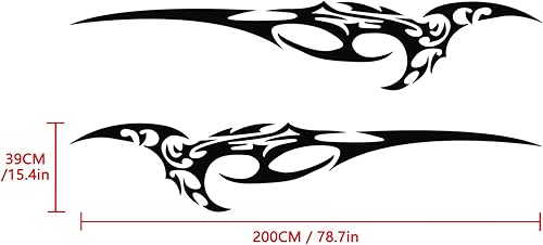 Miniatura 2 de YAMUDA Universal Racing Car Body Side Falda Pegatinas Coche Pegatinas Vinilo Negro YA34 (2PCS)