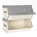 SONGMICS Large Stackable Bins Cubes with Lids, Storage Organizers with Linen and Oxfrod Fabric for Kids Toys, Clothes and Documents, Set of 2, Gray URLB03GE